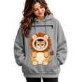 thumbnail image 3 of DHFJKG Women's Hoodie With Pet Pouch, Cute Lion Graphic Pet Holder Zipper Pocket Carries Pullover, 3 of 4