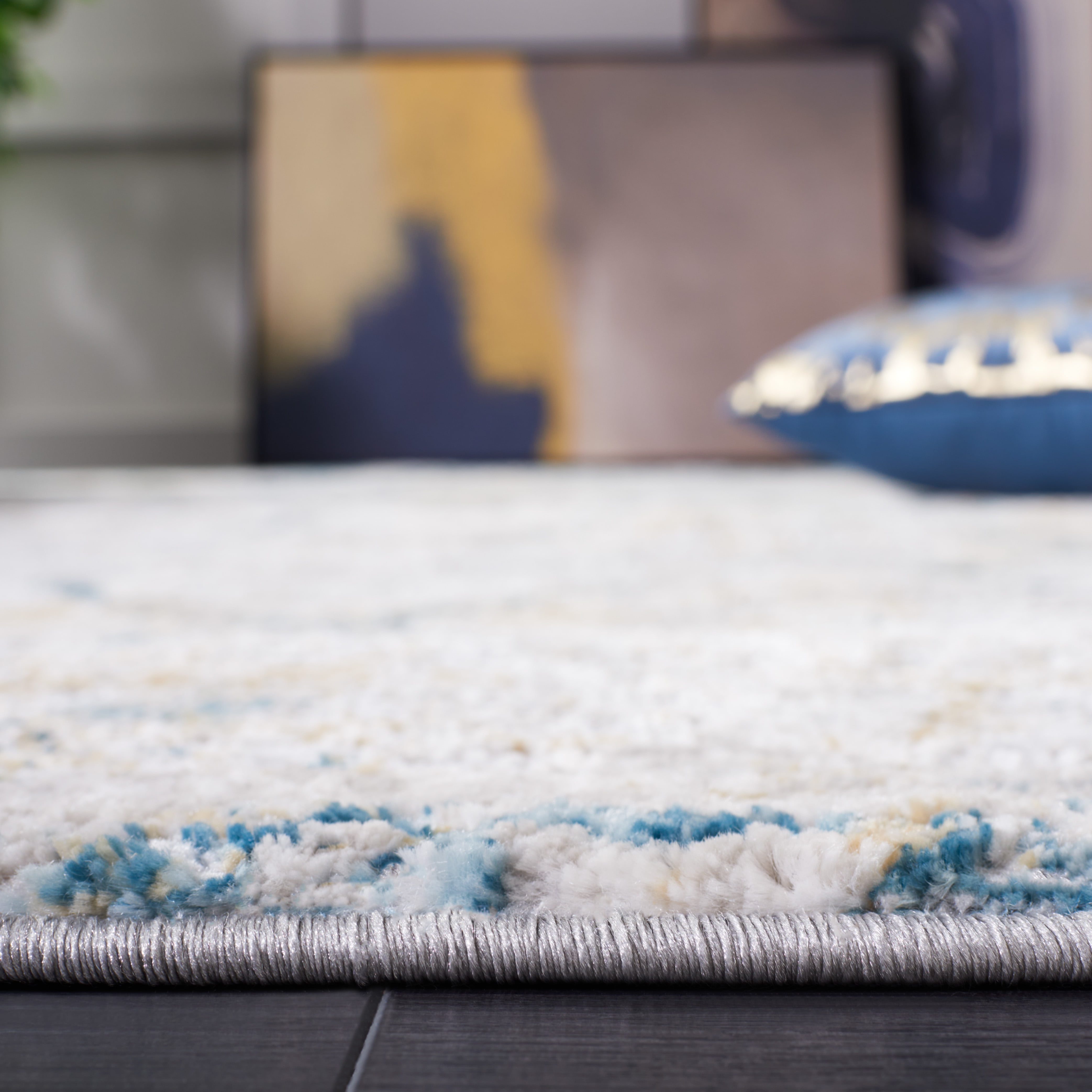 SAFAVIEH Meadow Doncho Diamond Area Rug, Grey/Blue Gold, 4' x 6'