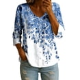 thumbnail image 3 of Bxsruta Women's V Neck Button Down Blouse 3/4 Sleeve Loose Fit Floral Print Casual Summer Top, 3 of 6