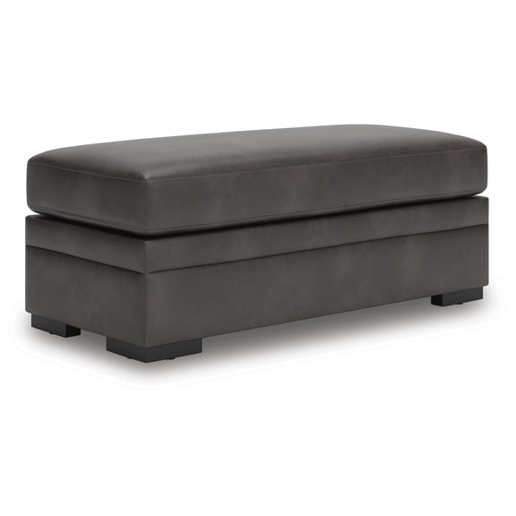 Signature Design by Ashley Brickett Oversized Accent Ottoman, Suede-Soft Faux Leather Upholstery, Shadow Gray