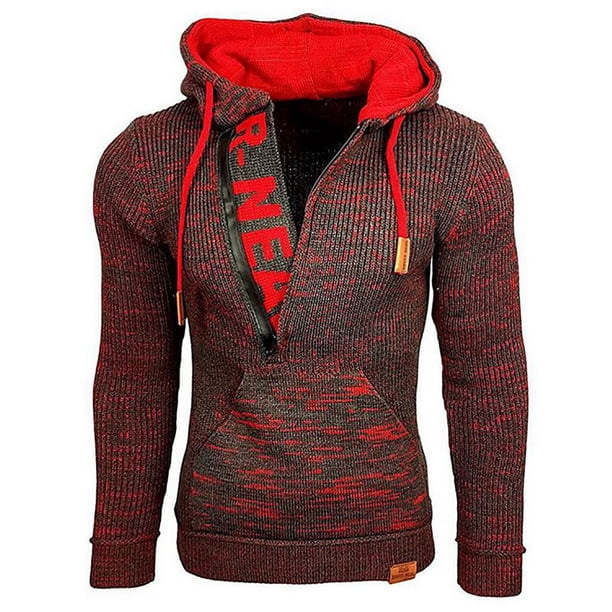 Suéter de otoño e invierno a la moda para hombre, suéter suelto de gran tamaño de colores mezclados, suéter con capucha Pompotops oipoqjl9246
