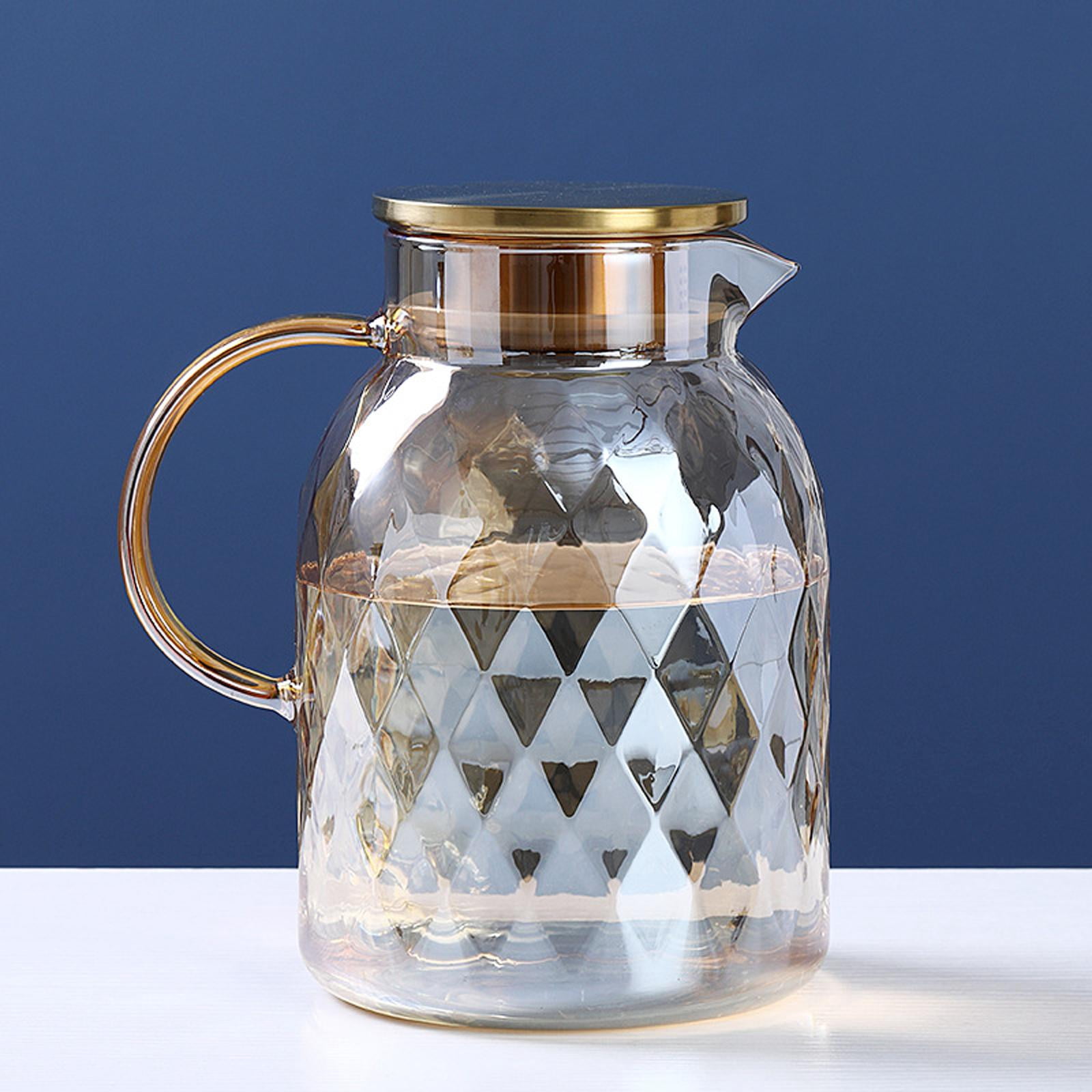 Fiocias Glass Pitcher Water Carafe with Lid Multipurpose Borosilicate Glass Water Kettle 1.8L