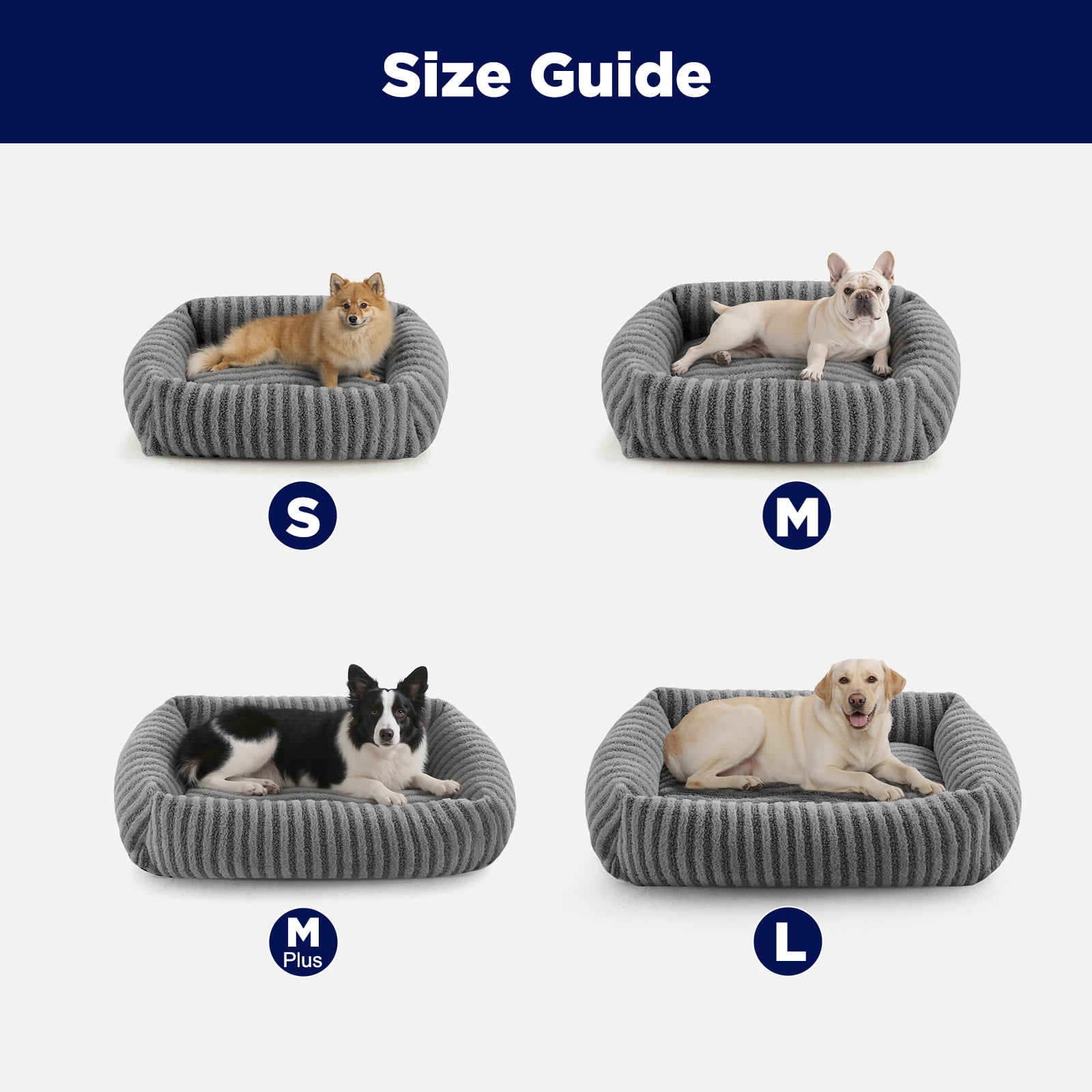 Soft Calming Sleeping Puppy Bed, Dog Beds for Small Dogs and Cats, Washable Rectangle Dog Bed with Removable Cover, Pet Beds, Non-Slip Bottom, Gray, 20in
