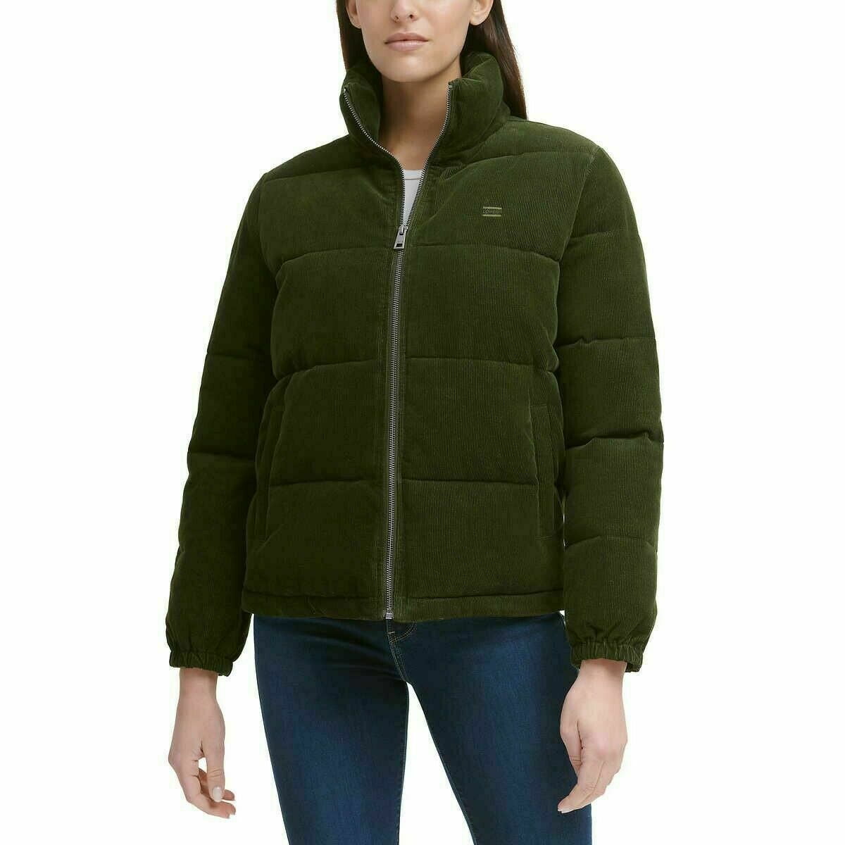 Levi's Ladies' Corduroy Jacket Full Zip Coat (Medium, Olive) 