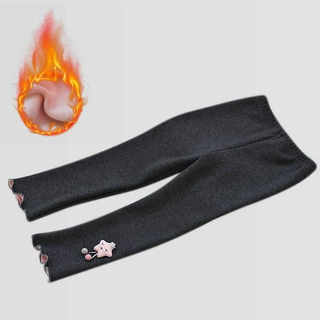 

Tejiojio Girls and Toddlers Soft Cotton Clearance Autumn Winter Baby Girls Fungus Side Embroidery Cat Leggings Cropped Trousers