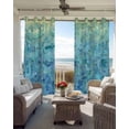 thumbnail image 4 of Turquoise Blue Teal Blackout Curtains 90 Inches Long for Bedroom, Chic Stained Glass Texture Aesthetic Thermal Insulated Room Darkening Black Out Window Curtain Panels Grommet Drapes for Living Room, 4 of 8