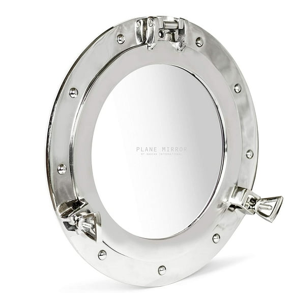 Nagina International Metal Crafted Nickel Plated Aluminum Porthole Bathroom Decor Mirror (8 Inches)