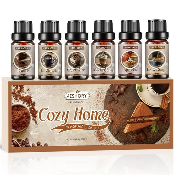 Aeshory 6x10ML Bakery Fragrance Oils Gift Set for Candles, Soap & Diffusers (Coffee Cake, Apple Pie, Hot Chocolate)