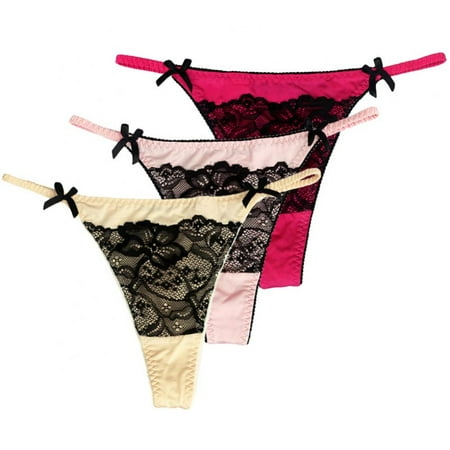 

3Pcs Women s Sexy Lingerie Thongs G-string Bikini Briefs Lace Underpants