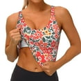 thumbnail image 4 of Lsque Small Coral Red Flowers Printed Women'S Sports Bra, Compression, Moisture Wicking, High-Impact Sports Bra For Women,Supportive sports bra-Small, 4 of 9