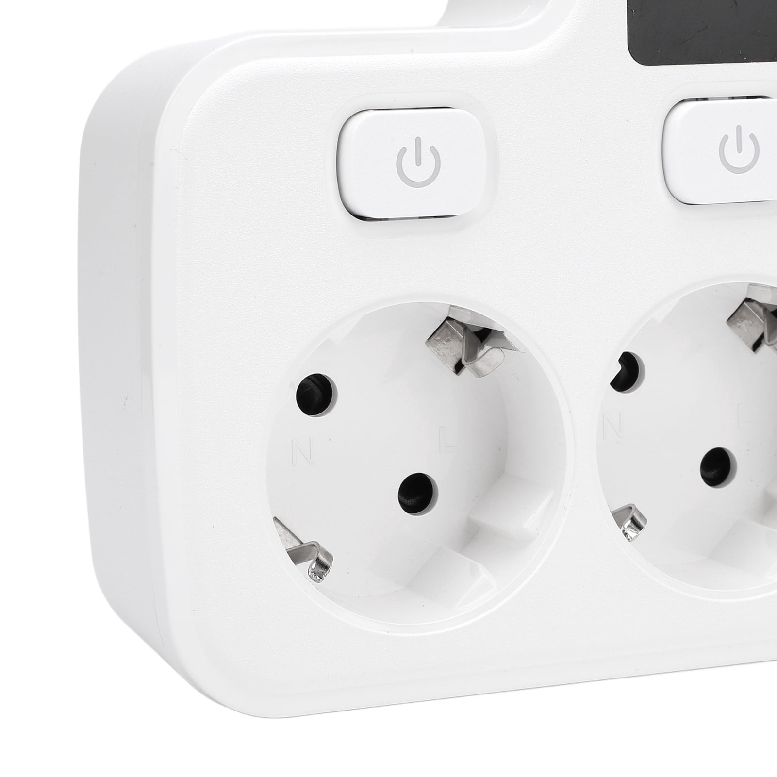 Suodoka 3-Way Power Socket Extender with Independent Switches, Multi-Outlet Adapter with 2 Prong EU Plug, 220V Grounding Electrical Outlet Receptacle for Home and Office, White