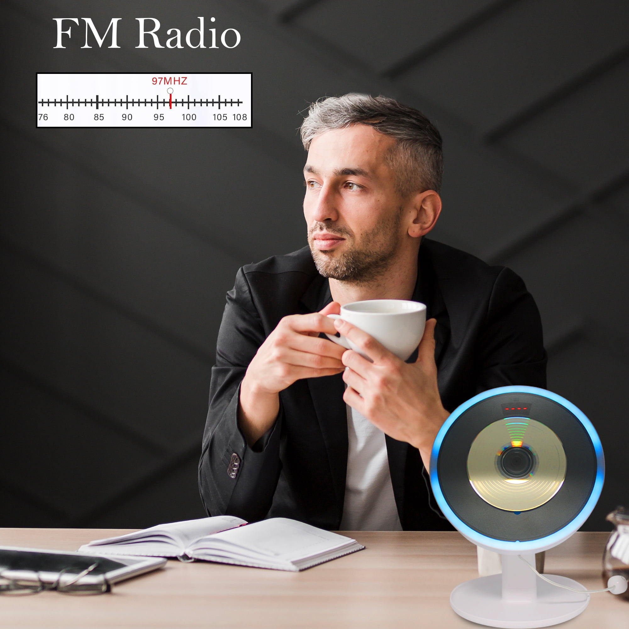 Technical Pro Portable Wall Mounted CD Player with Bluetooth, LED And USB, Mountable CD Music Player has Built-in HiFi Speakers with Remote Control, FM Radio, LCD Display, and Headphone Jack