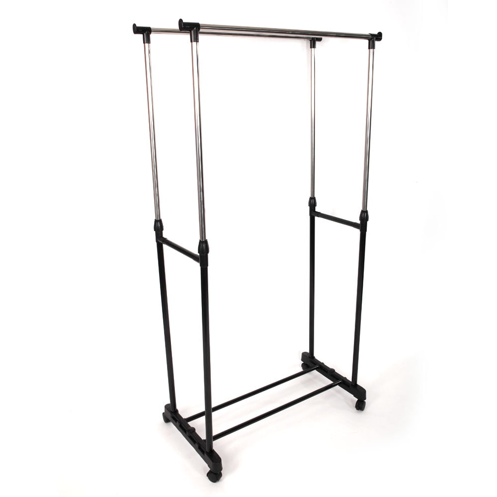 Kepooman Dual-bar Clothing Garment Racks, Vertical & Horizontal Stretching Stand Clothes Rack, Black & Silver Kepooman Dual-bar Clothing Garment Racks, Vertical & Horizontal Stretching Stand Clothes Rack, Black & Silver