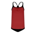 thumbnail image 6 of Women Swimsuits Swimwear with Shorts Summer Beach Sports Hawaii Bathing Suits Racerback Pleated Padded Tank Tops with Boyshorts Wine Swimsuit Sets,Size S-2XL, 6 of 6