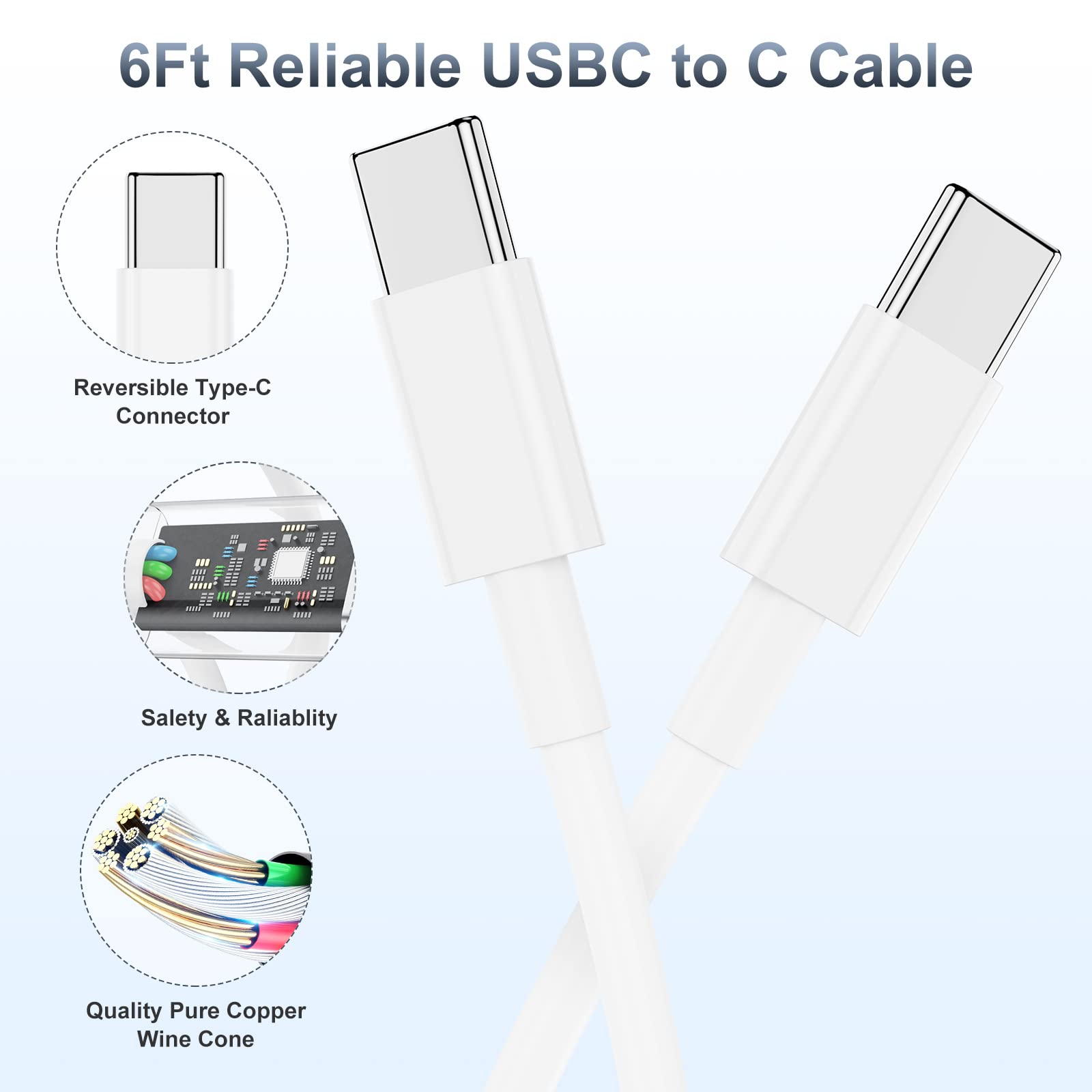 Câble USB-C De Charge Rapide 60W DeleyCON 2m - Câble En Nylon Tressé Compatible IPhone, Samsung, MacBook, IPad, Switch