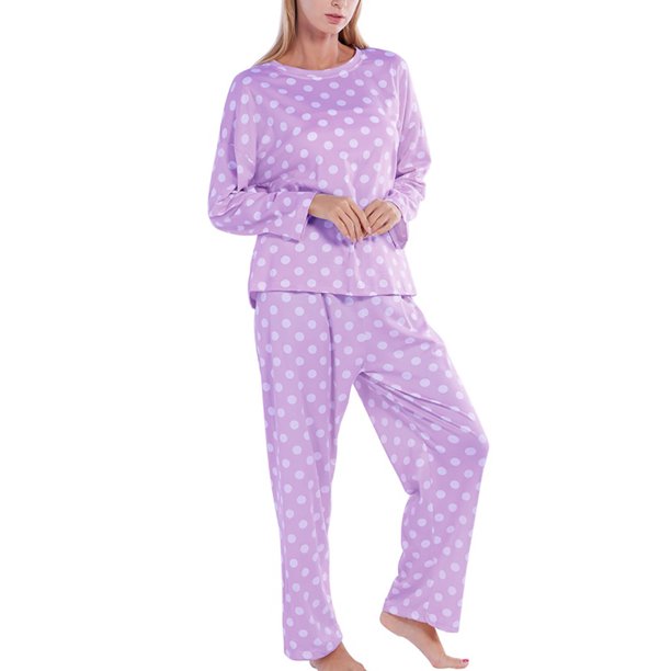 WBQ Women's Pajamas Sets Long Sleeve Top + Elasticwaist Pant Twopiece