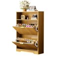 thumbnail image 6 of GZXS Farmhouse Shoe Cabinet with 2 Flip Drawers, Adjustable Dividers for Boots & Heels, Modern Dust-Protection Entryway Furniture with Top Shelf - 31.6"L x 9.6"W x 40"H, Natural, 6 of 9