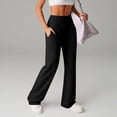 thumbnail image 5 of Hurxie Wide Leg Pants for Women High Waisted Soft Stretchy Comfy Lounge Casual Flowy Palazzo Trousers Black,L, 5 of 7