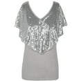 thumbnail image 2 of PrettyGuide Women's Tunic Tops Sequin Overlay Cold Shoulder Glitter Cocktail Party Blouse Top, X-Large, 2 of 5