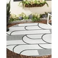 thumbnail image 2 of Unique Loom Outdoor Modern Collection Area Rug - Mod (6' 1" Round White and Black), 2 of 10