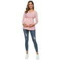 thumbnail image 6 of Ecavus Women's Maternity Tops Shirts Long Sleeve V Neck Pregnancy Blouse DustyPink XL, 6 of 7