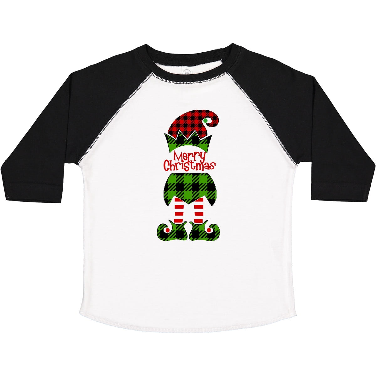 Inktastic Merry Christmas Elf in Red and Green Plaid Boys or Girls Toddler T-Shirt