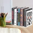 thumbnail image 2 of JeashCHAT Book Ends , 1 Pairs White Metal Non-Slip Book Ends for Shelves, Decorative Tree Shadows Bookends for Heavy Books, Book Stoppers for Office Home School, 2 of 7