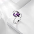 thumbnail image 6 of Juwaliy Women Heart Ring 925 Sterling Silver Cat Butterfly February Birthstone Amethyst Purple Solitaire Ring Jewelry Girlfriend Cat Lover Valentine's Day Gift, 6 of 10