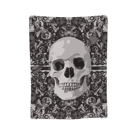 XMXY Fleece Throw Blanket for Couch, Rose Skull Heart Arrow Print Lightweight Plush Fuzzy Cozy Soft Bed Blankets and Throws for Sofa, 50"x40" inches