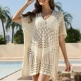 thumbnail image 7 of MSJUHEG Bathing Suit Cover Ups,Kimono Cover Up,Mesh Knit Beach Dress,Sarong Coverups for Women,Shirt Dress,Bikini Shirt,Mesh Bathing Suit Beige A, 7 of 7