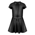 thumbnail image 2 of Haitryli Girls Metallic Crop Tops with Shiny Pleated Skirt Rave Dance Outfits Cheer Outfit for Hip-hop Black 10-14, 2 of 5