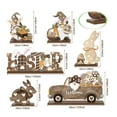 thumbnail image 3 of Virelaxpo 6-Piece Wooden Easter Happy Bunny Table Decor, Festive Desktop Ornaments for Seasonal Home Decoration, Cute Wooden Figurines for Holiday Display, 3 of 6