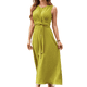 thumbnail image 1 of Vestido Midi Informal de Verano Sin Mangas para Mujer, Ajustado, con Lazo en la Cintura, , para Vacaciones, 2025 Amarillo L, 1 of 10