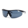 thumbnail image 2 of Mens Baseball Half Rim Wrap Around Oversized Shield Sport Sunglasses Shiny Black - Black, 2 of 4