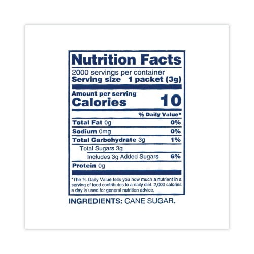 Sugar Packets, 0.1 oz Packet, 2,000/Carton, Ships in 1-3 Business Days
