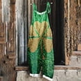 thumbnail image 2 of lcziwo Jumpsuits for Women 2025 St. Patrick's Day Sleeveless Straps Overalls Funny Irish Clover Graphic Print Rompers Summer Cotton Linen One Piece Pants Green M, 2 of 6