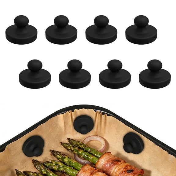 Air Fryer Magnets for Parchment Paper Liners, 8PCS Upgraded Silicone Magnetic Buckles, High Temp Resistant Air Fryer Accessories, Prevent Paper Blowing, Burning & Covering Food