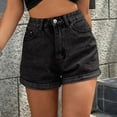 thumbnail image 4 of WAYUTE Women's Shorts Elastic Waist Drawstring Casual High Waist Rugged Denim Shorts Fashion, 4 of 6