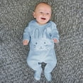 thumbnail image 3 of Aayomet Winter Rompers Baby Boy Toddler Baby Girl Boy Outfit Pumpkin Sweatshirt Oversized Onesie Bubble Romper Sweater Clothes,Blue 0-6 Months, 3 of 4