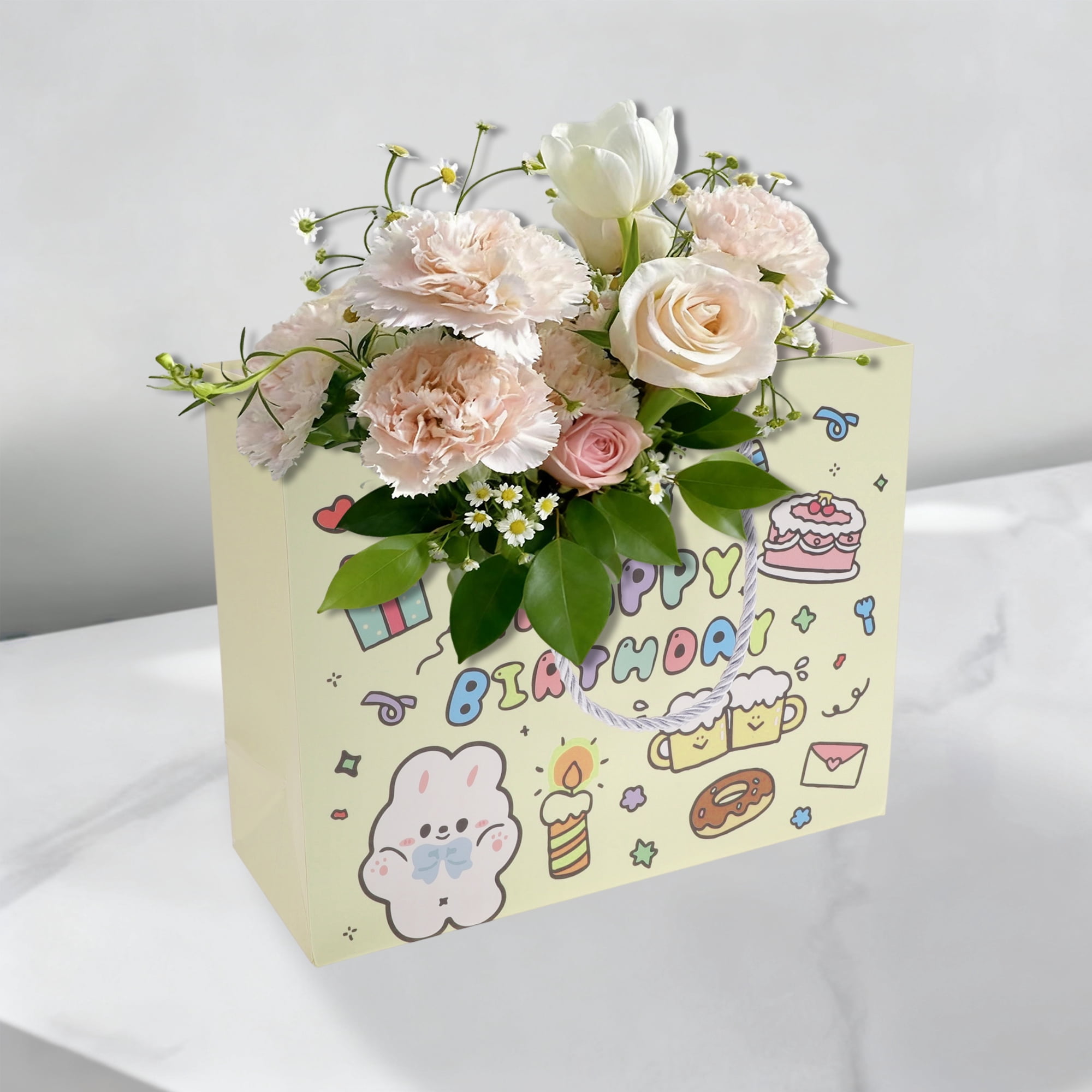 Unique Bargains Cartoon Rabbit Gift Bags Set of 4 Yellow