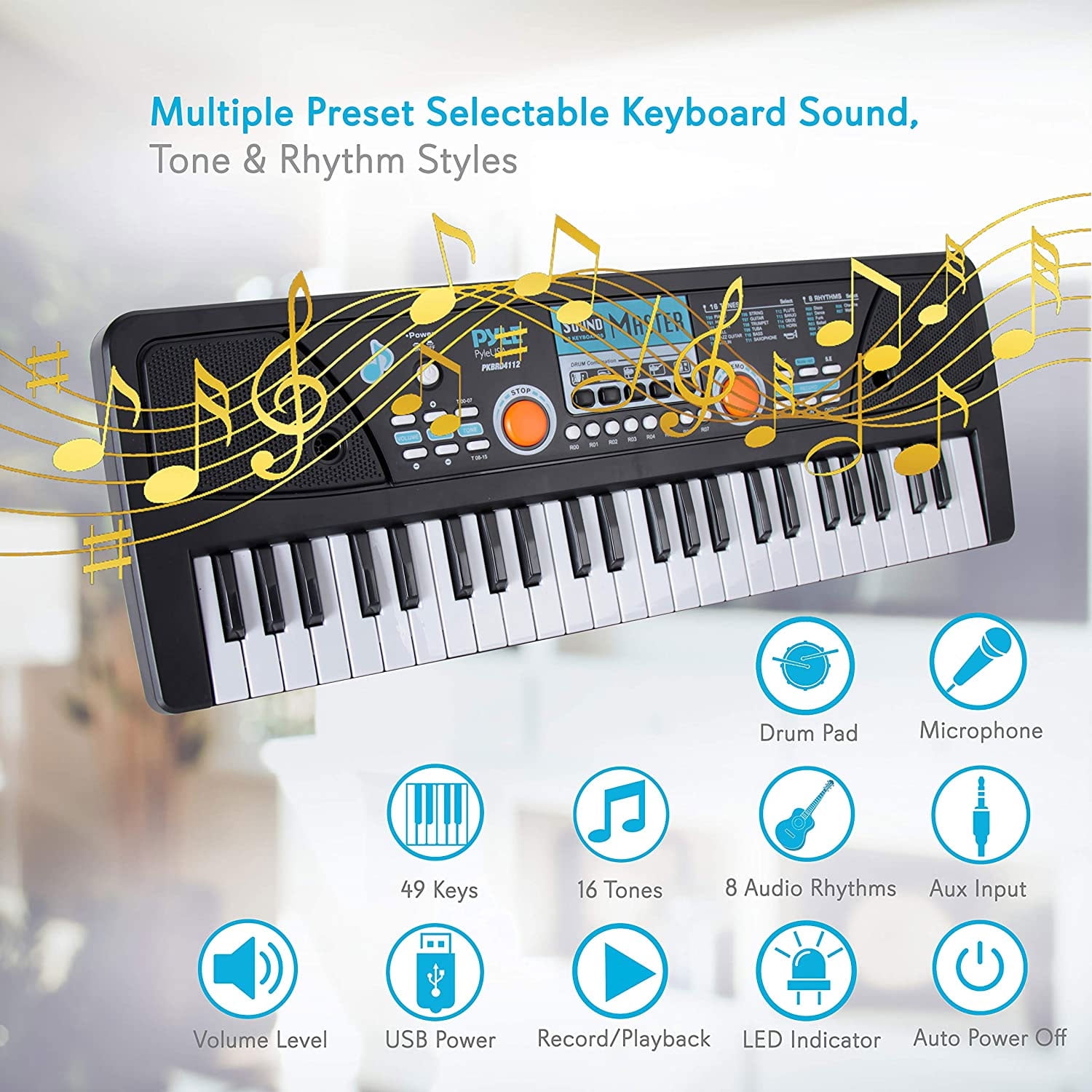 Pyle PKBRD4112 Electronic 2-in-1 Streaming Karaoke Portable Piano Keyboard