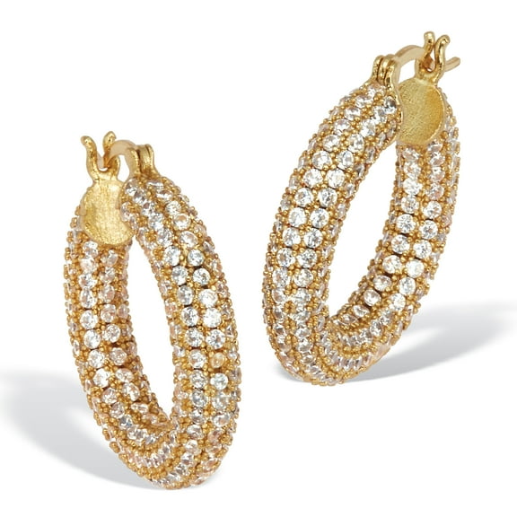 Round Crystal Goldtone Hoop Earrings