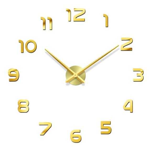 Milisten Golden Frameless Large Wall Clock Self Adhesive Modern Silent Design
