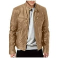 thumbnail image 1 of Fashion Men Autumn Winter Warm Casual Leather Zipper Long Sleeve Jacket Coat Top M, 1 of 4