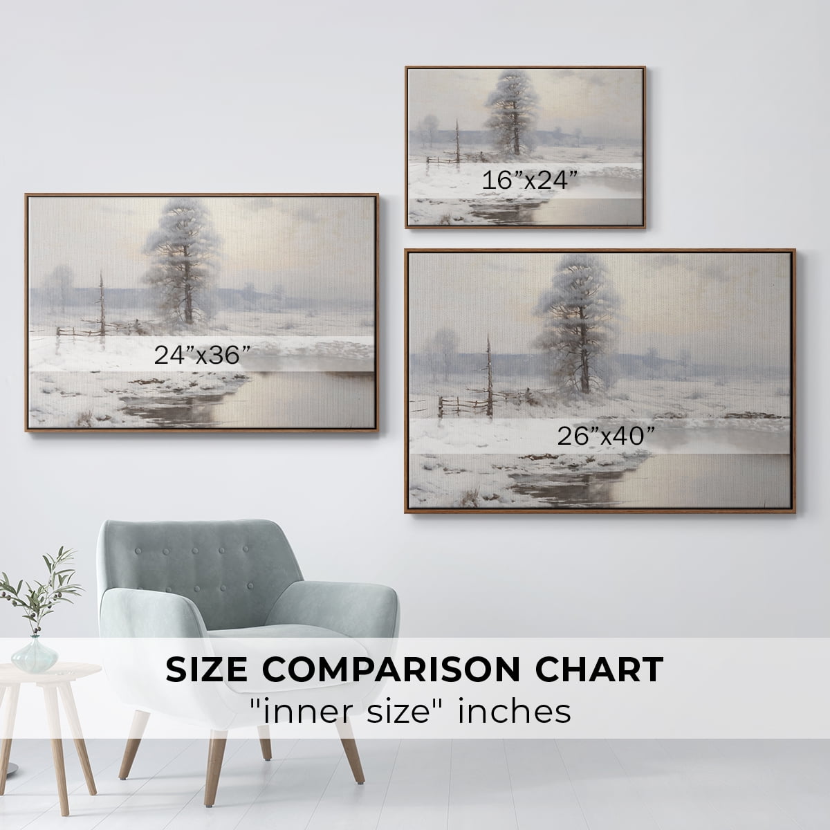 Vintage Landscape-XVI By Wexford Home Framed in Walnut Wood Gallery Wrapped Canvas 25 in. x 37 in.