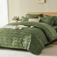 thumbnail image 2 of Davulos Dark Green Tufted Comforter Set Queen Size 7 Piece Bed in a Bag Shabby Chic Boho Comforter and Sheet Set,All Season Soft Microfiber Geometric Bedding Sets, 2 of 8