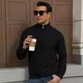 thumbnail image 6 of FEDTOSING Quarter Zip Pullover Sweater Men Vintage Fall V Neck Long Sleeve Polo Fleece Jacket, 6 of 7