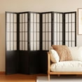 thumbnail image 2 of Room Divider, 66.9Inch Tall Japanese Shoji Style Folding Wood Screen with Double Hinges for Home Office Bedroom Hotel Decoration (6Panels, Black), 2 of 14