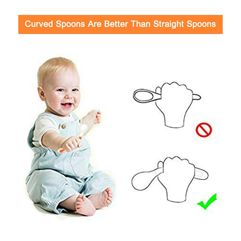 Baby Utensils Spoons Forks 2 Set, Cute Toddlers Feeding Training Spoon