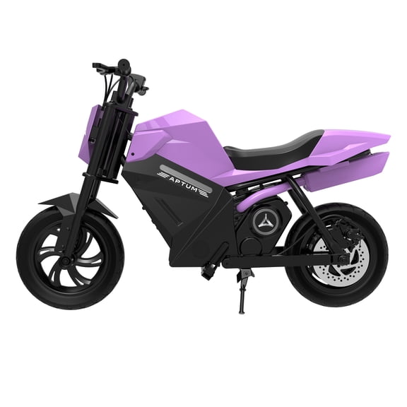 APTUM ADV250 Electric Dirt Bike for Kids Ages 8 , Range 9 Miles, Up to 9 MPH with 3 Speed Modes, 12.5" Pneumatic Tires, LED Lights, Purple
